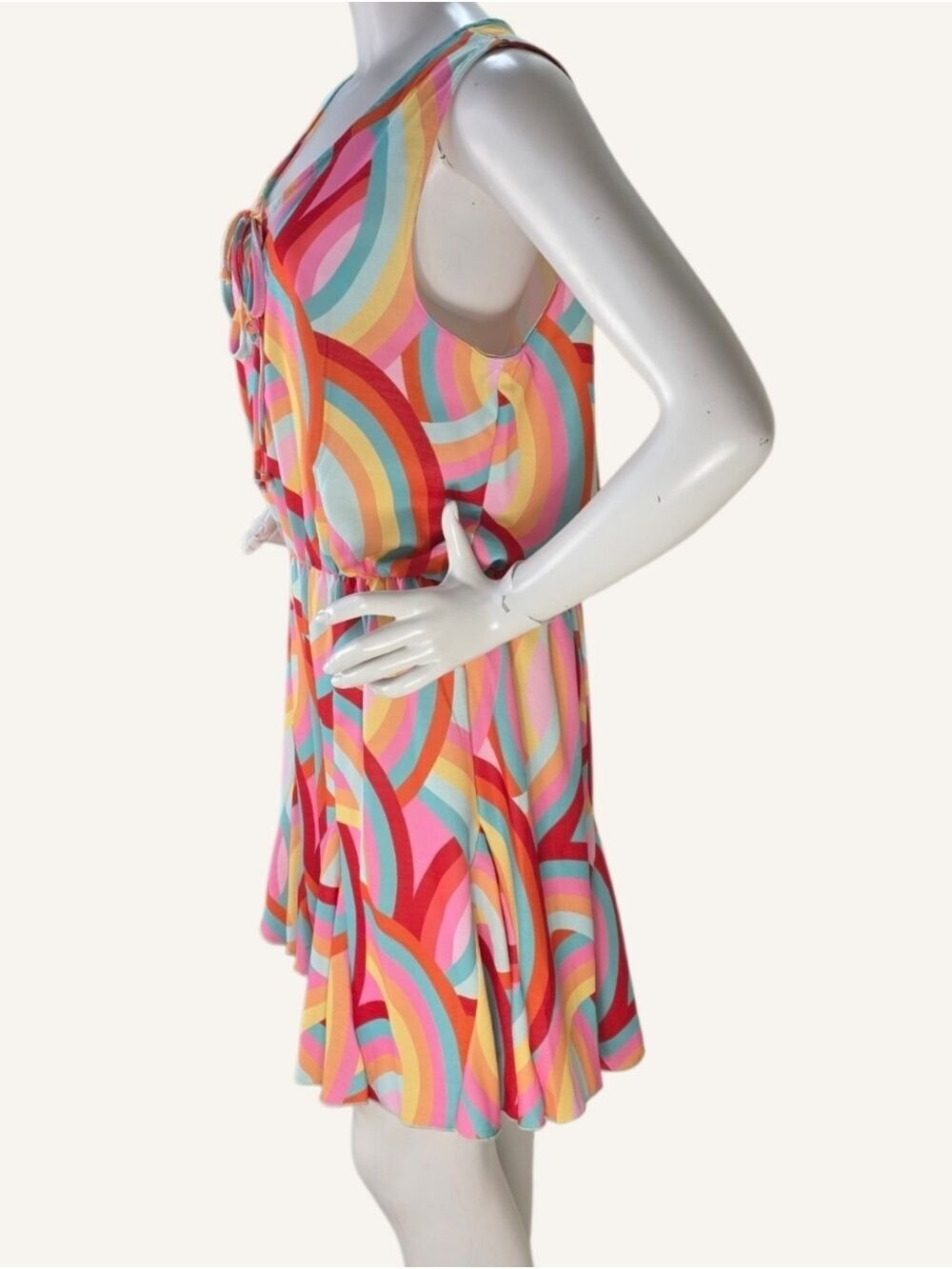 Haptics Buttercup Retro Rainbow Romper Large Flare Hem Boho Festival NIP - Picture 3 of 11